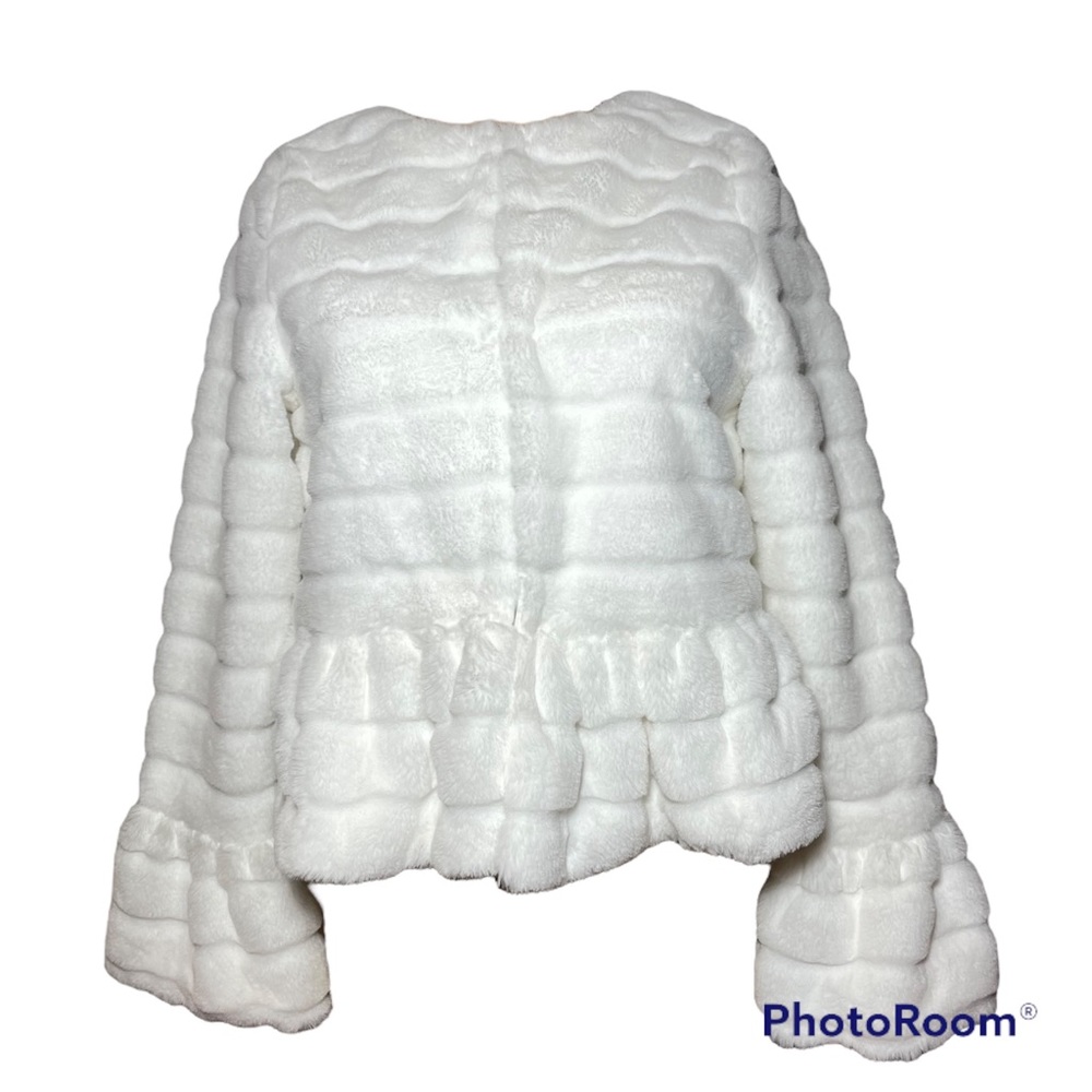 Elegant White Faux Fur Jacket